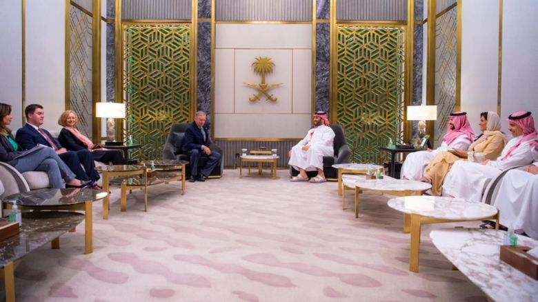 This photo posted to X.com by the state news agency of Saudi Arabia shows Sen. Lindsey Graham meeting with Saudi Crown Prince Mohammed bin Salman on April 11, 2023. 
