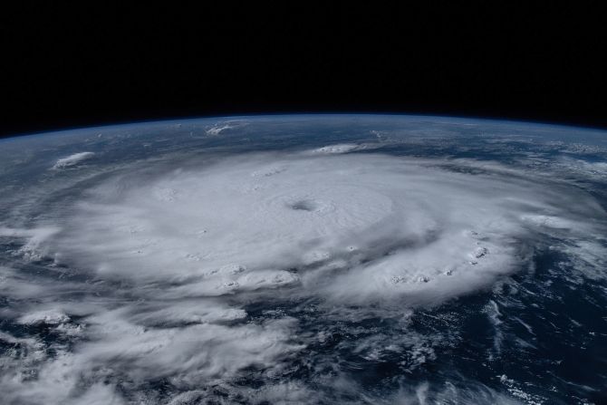 NASA astronaut Matthew Dominick shared this photo of the hurricane as seen from space on July 1. Looking at the hurricane with the camera gave him "both an eerie feeling and a high level of weather nerd excitement," he said in a <a  target="_blank">post on X</a>.