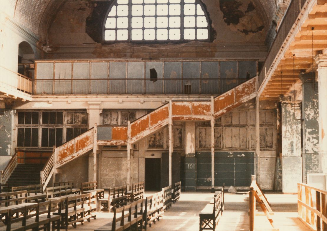 Ellis Island's Great Hall is seen in 1986, before restoration work that paved the way for the historic site to reopen as a museum in 1990.