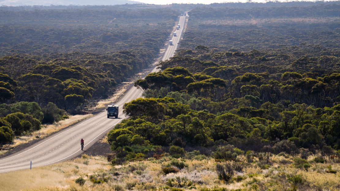 Morton has been faced with hundreds of miles of straight roads during his cycle around Australia.