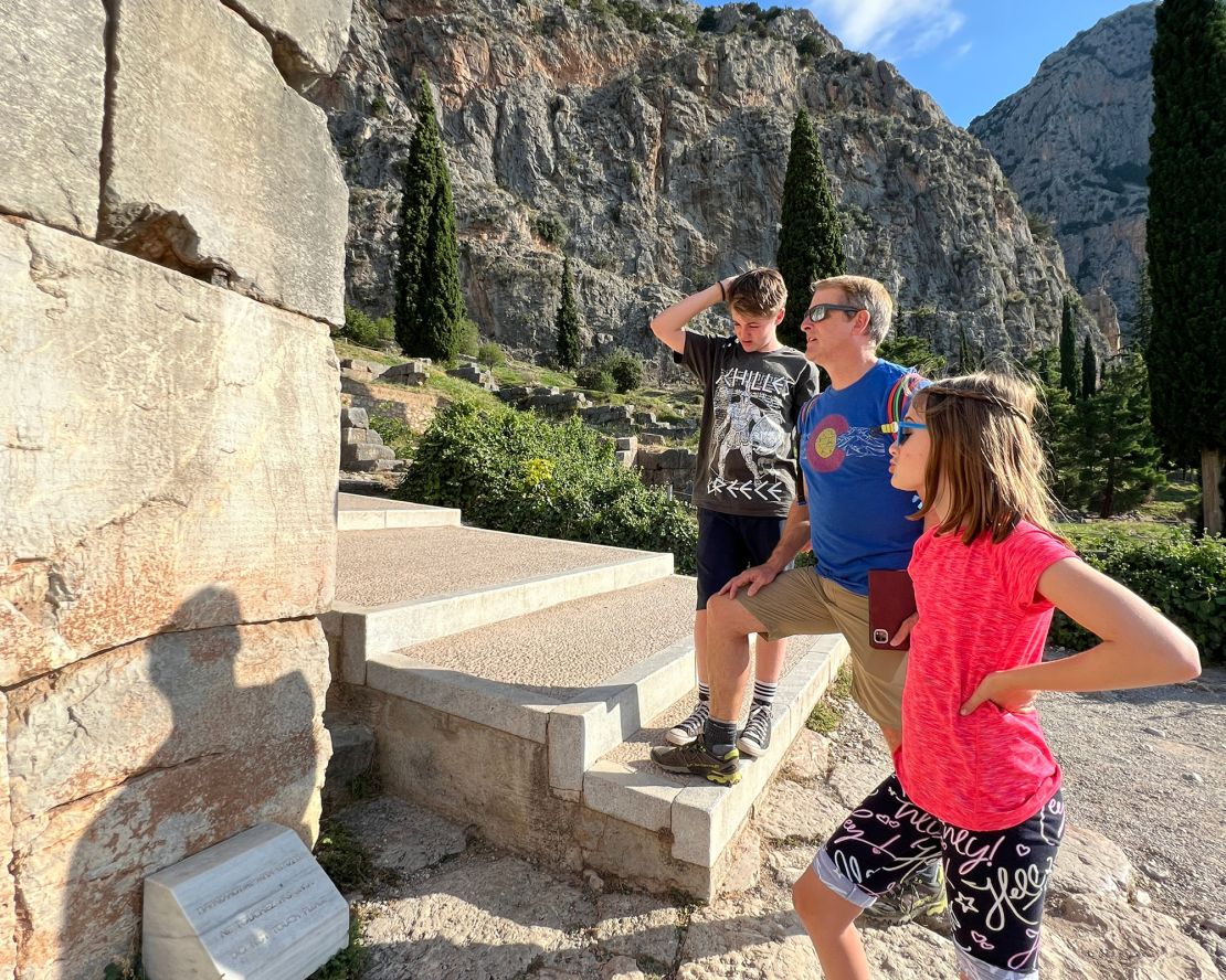 Delphi, Greece, was another stop on the family's journey.
