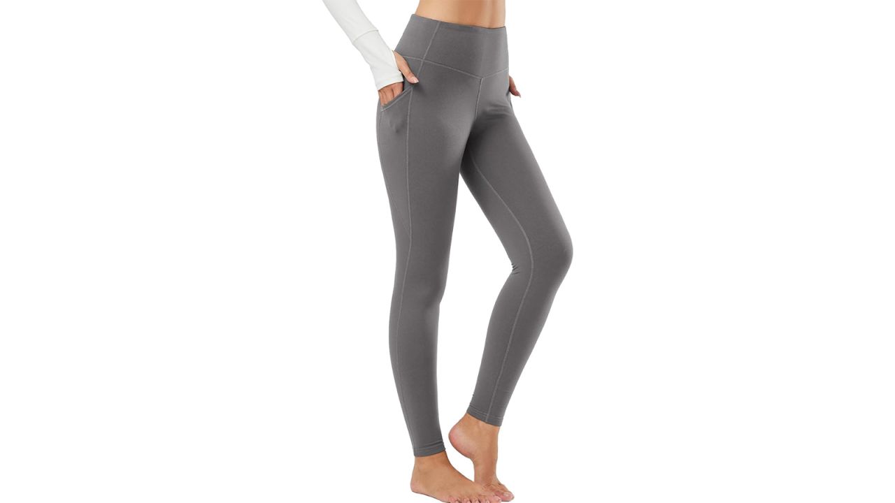 Thermal Fleece Lined Leggings Women High Waisted Winter Yoga Pants with  Pockets 