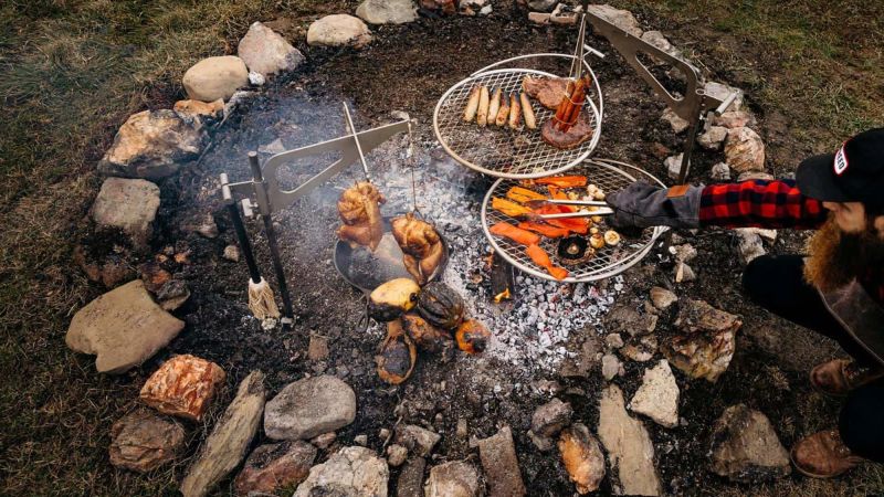 guide gear campfire set  Outdoor, Fire pit cooking, Campfire