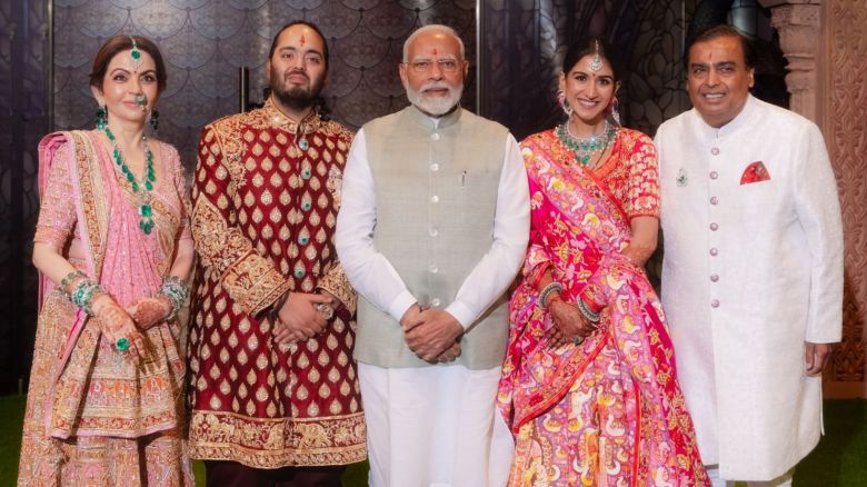 Prime Minister Narendra Modi attended Anant Ambani and Radhika Merchant's 'Shubh Aashirwad' ceremony at Jio World Centre in Mumbai yesterday.