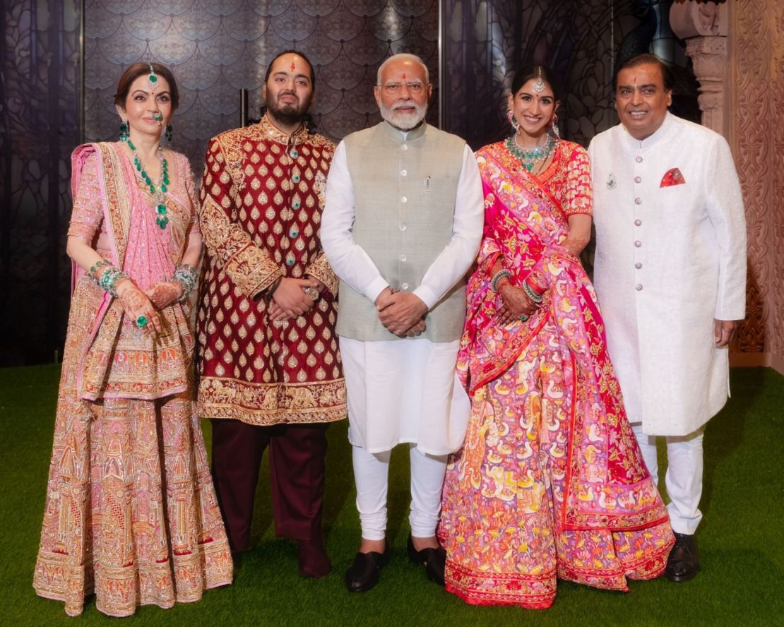 Prime Minister Narendra Modi bestowed the young couple and their families with well wishes during a blessing ceremony on Saturday.