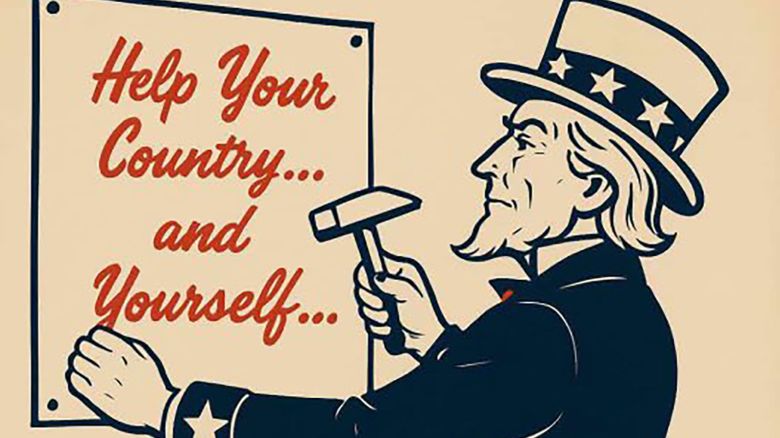 The Department of Homeland Security posted a graphic on its X account, depicting Uncle Sam putting up a poster that reads “Help your country... and yourself...” onto a wall. Written under the poster is the sentence “REPORT ALL FOREIGN INVADERS,” with the ICE hot line.