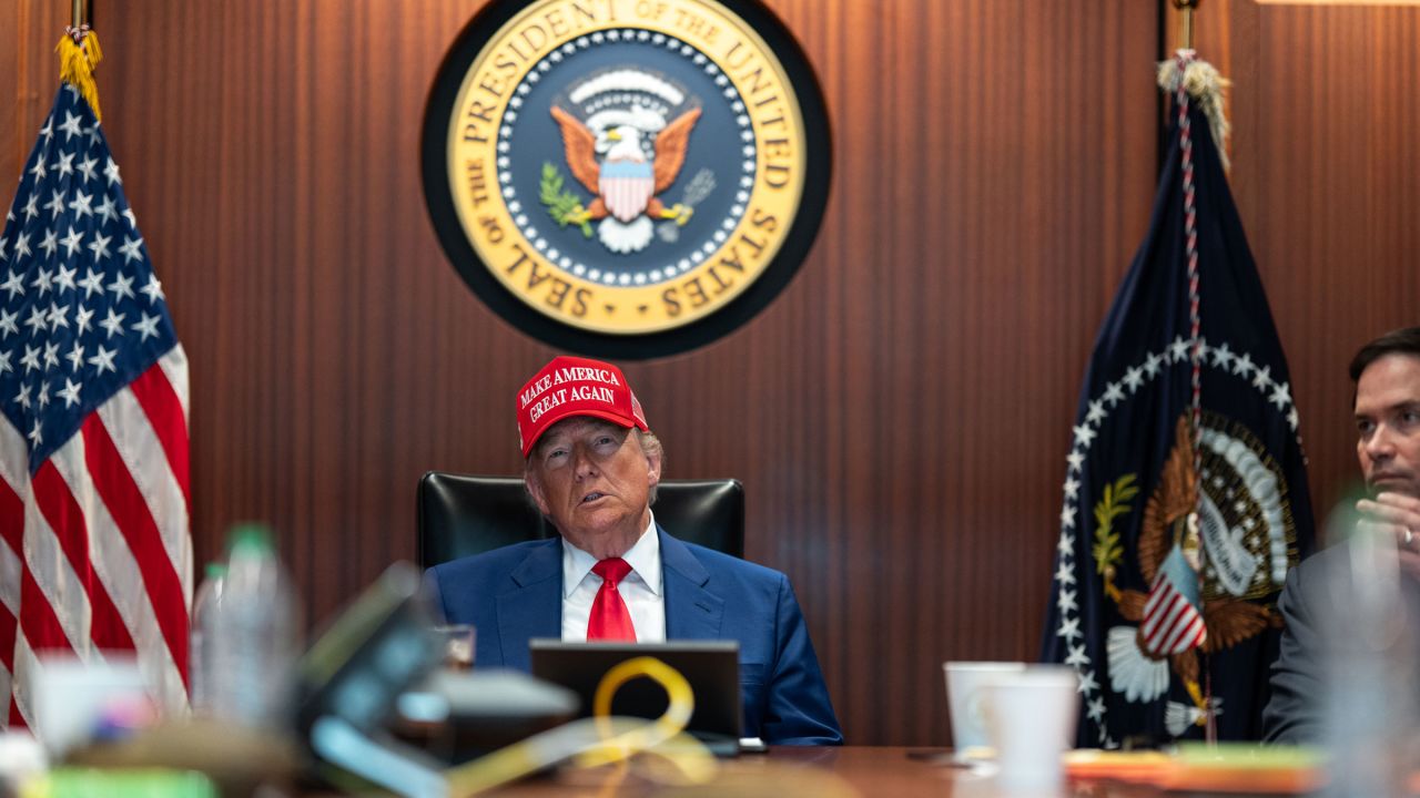 This photo provided by the White House shows President Donald Trump in the Situation Room at the White House in Washington, DC, on June 21.