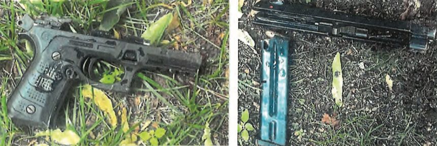 Components of a recovered Bertta 92 9mm handgun.