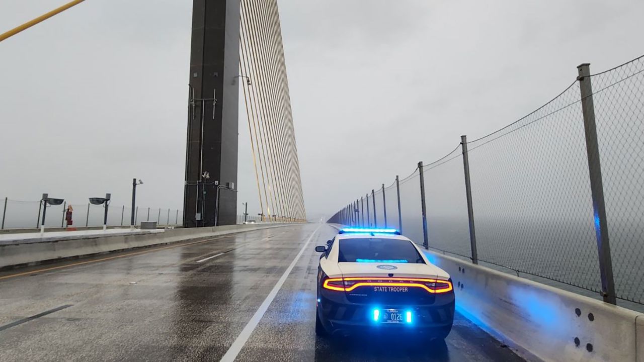 The Sunshine Skyway Bridge is closed ahead of Hurricane Helene's landfall on Thursday.