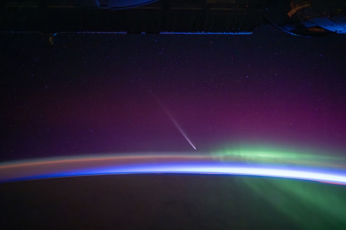 C/2023 A3 Tsuchinshan–ATLAS will reach its closest distance to Earth on Saturday. NASA astronaut Matthew Dominick captured this image of the comet from the International Space Station.