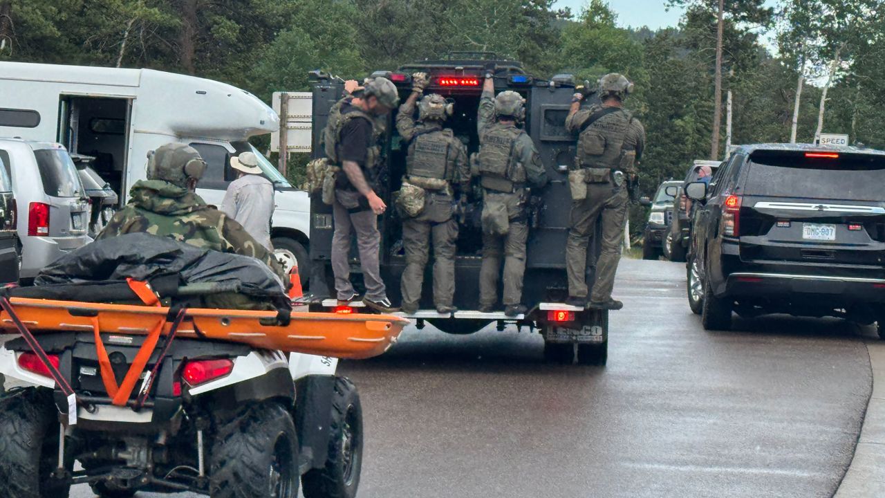 Law enforcement search for a suspect in the stabbing at Stauton State Park on August 19.