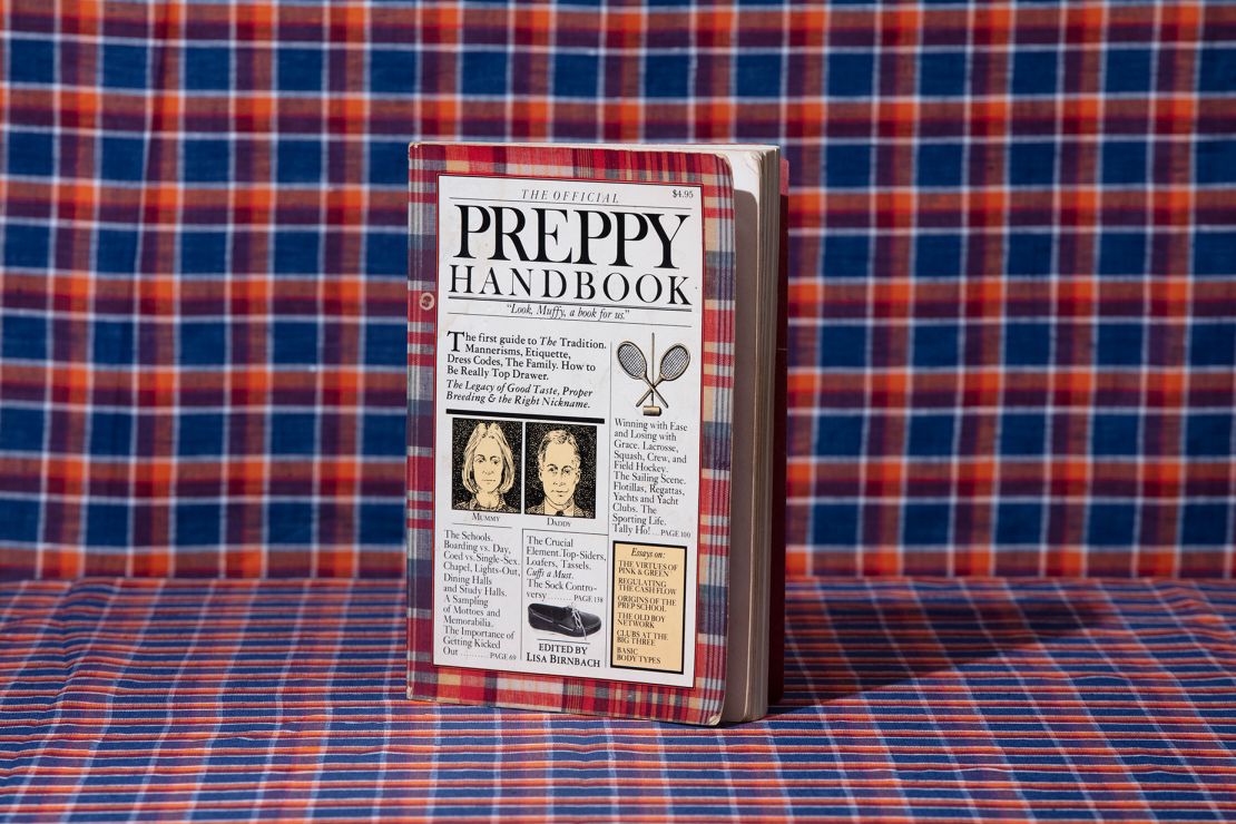 A madras print lines the border of "The Official Preppy Handbook," which was published in 1980 and sold more than a million copies.