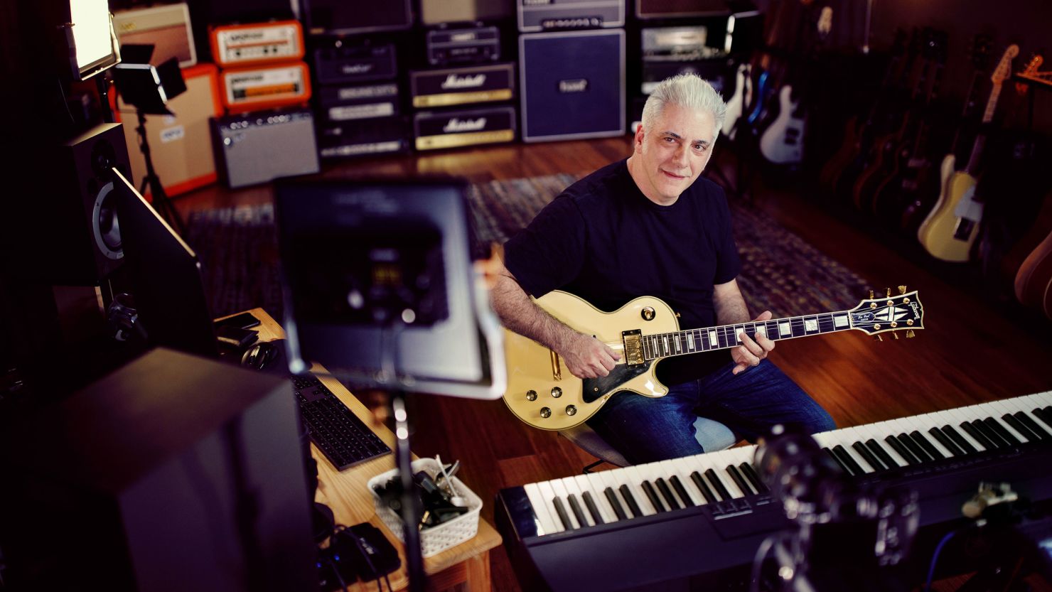 YouTube star Rick Beato in his home recording studio. He has nearly 4 million subscribers on his Everything Music YouTube channel.