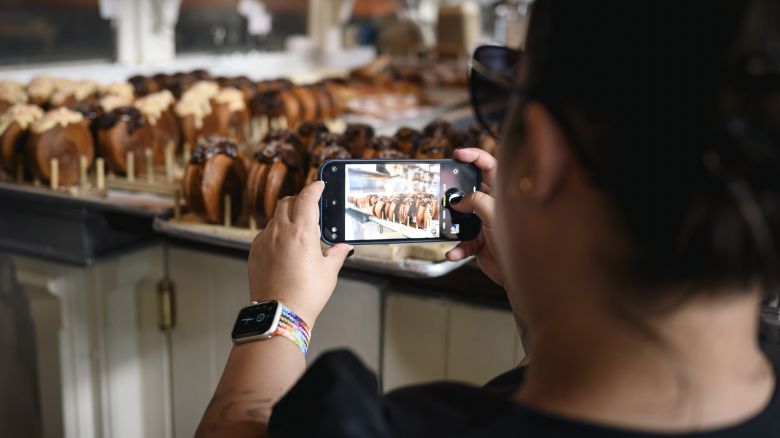 Lafayette bakery, which is now serving what they’re calling the “supreme croissant”. in Manhattan, NYC, August 11, 2022.  These are the chocolate and peach creme “supreme croissants”. 