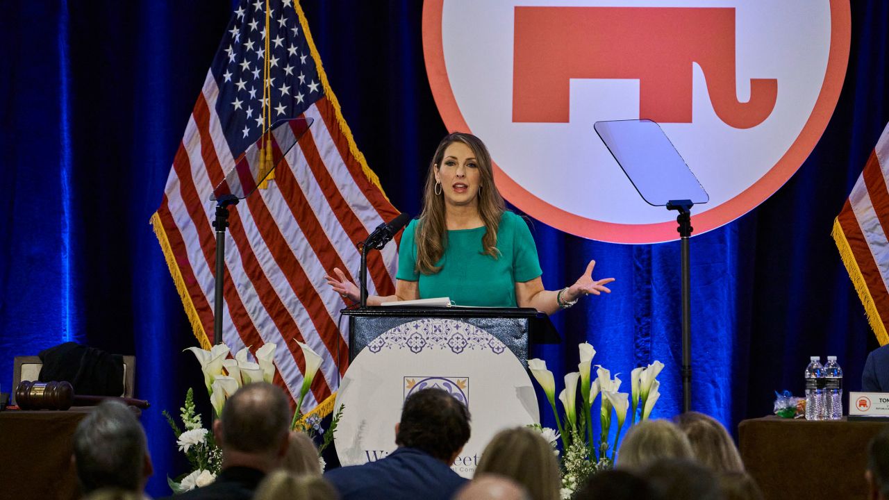 Ronna McDaniel speaks at the 2023 RNC Winter Meeting in Dana Point, California, on Friday, Jan. 27, 2023. 