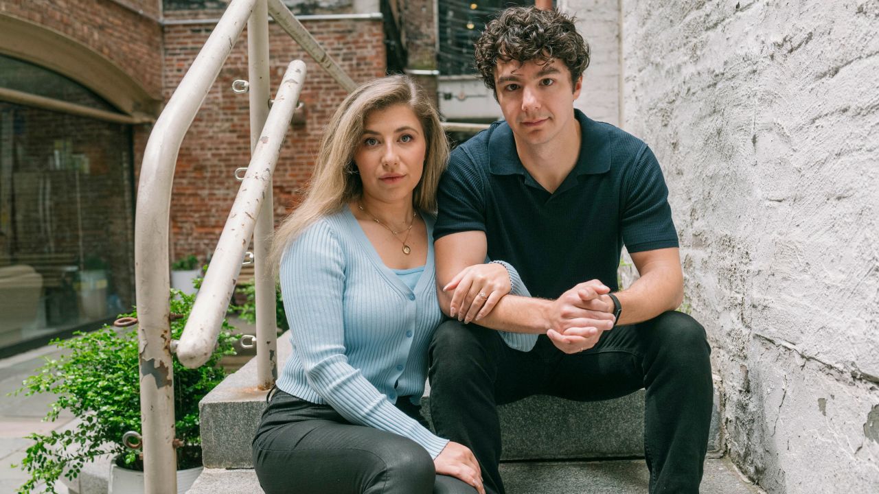 Voice actors Linnea Sage and Paul Lehrman in New York on May 14, 2024. Two voice actors say an A.I. company created clones of their voices without their permission. Now they're suing the company. (Elianel Clinton/The New York Times)