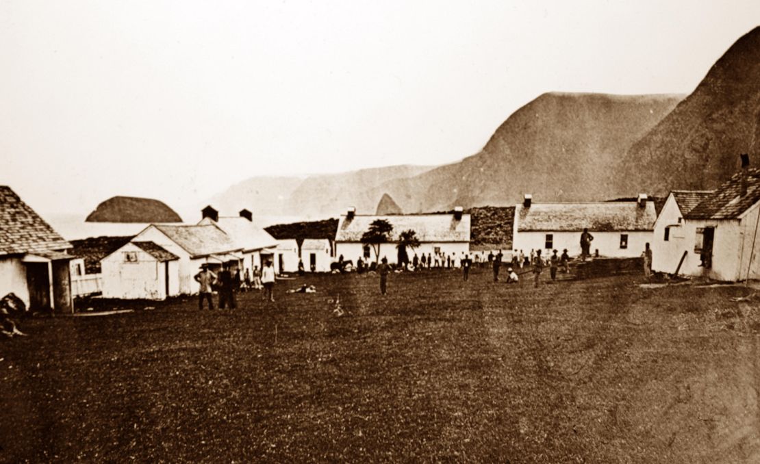 A historical photo of Kalaupapa shows the colony where patients with Hansen's disease — more commonly called leprosy — were forced into isolation.