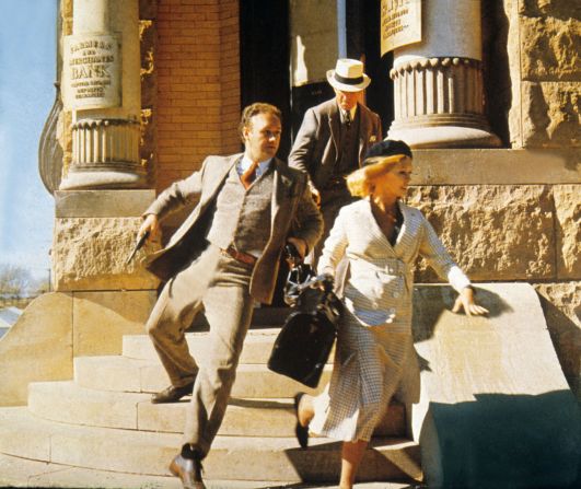 Hackman, seen here alongside Warren Beatty and Faye Dunaway, received his first Oscar nomination for his role as Buck Barrow in 1967's "Bonnie and Clyde."