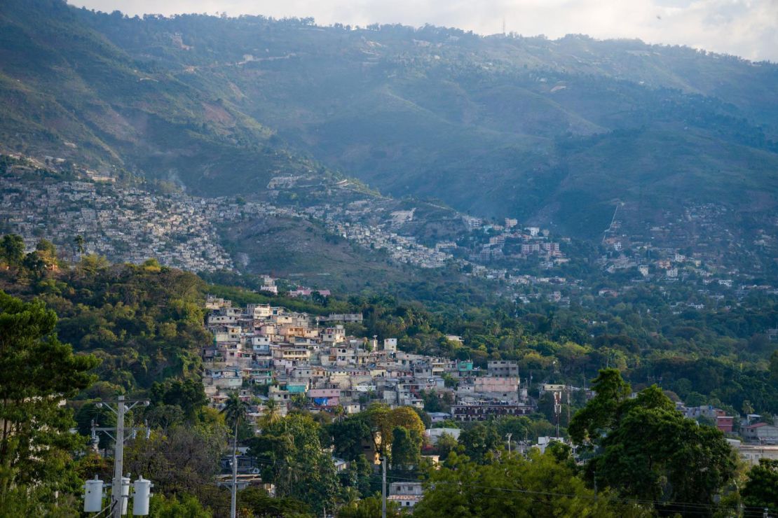 Port-au-Prince seen from helicopter on March 15, 2024.