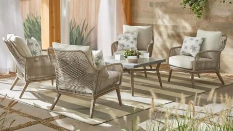 Hampton Bay 5-Piece Steel Wicker Outdoor Patio Set