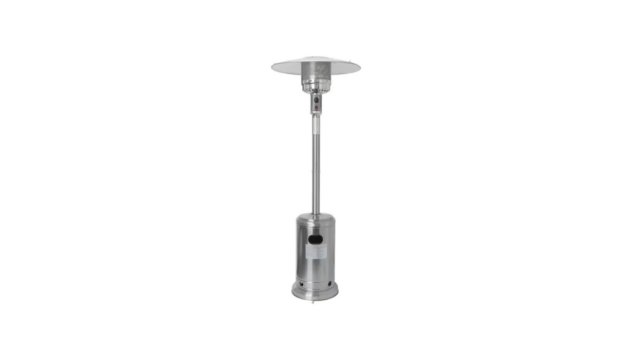 Patio heater lamp placed against white background.