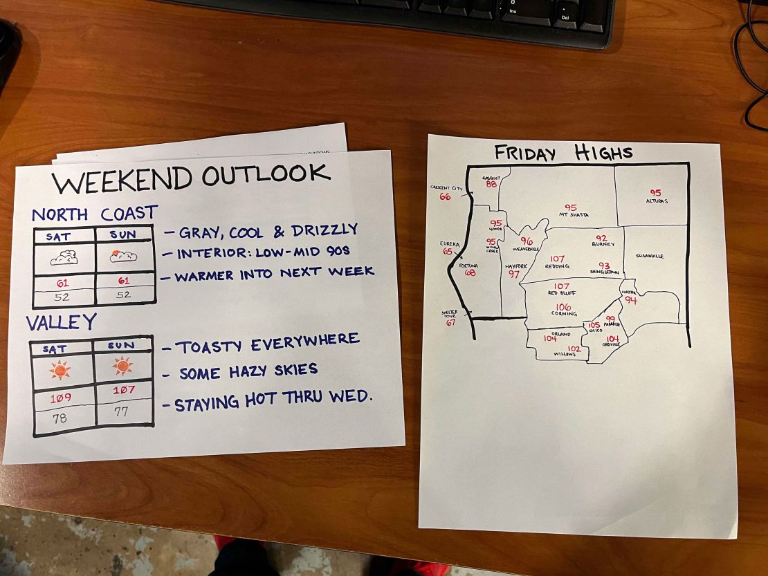 KRCR forecaster Preston Donion improvised his weather visuals amid the global tech outage.