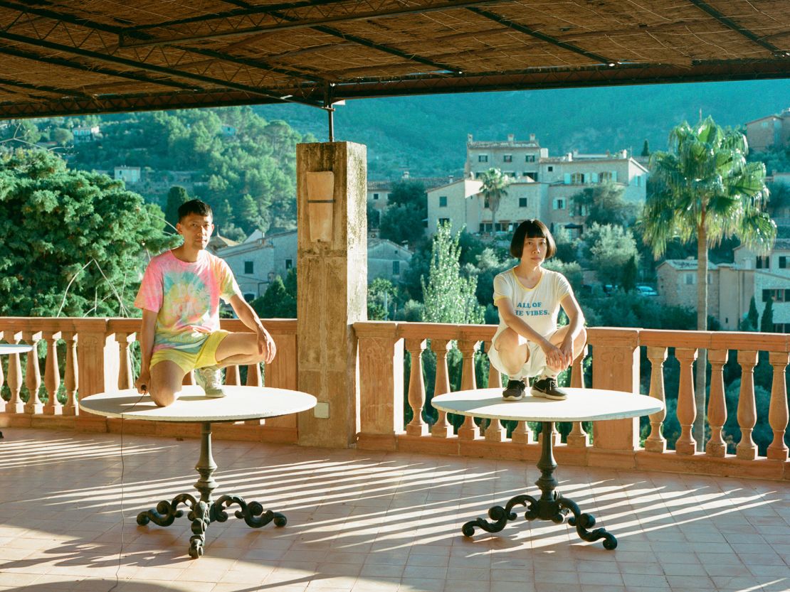 The couple continuing their work in the hillside town of Deia in Mallorca.