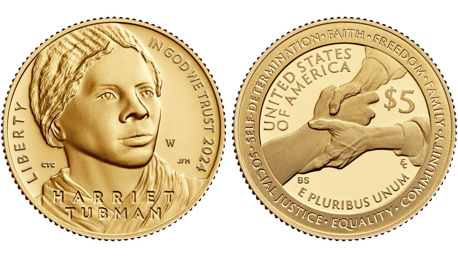 A Harriet Tubman $5 Gold Coin.