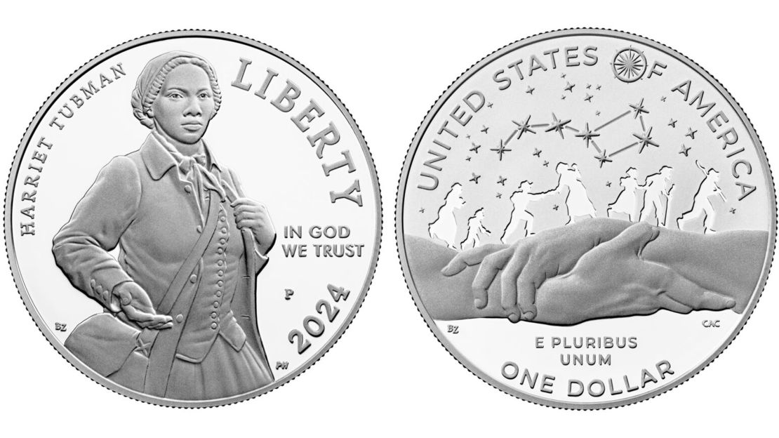 This handout photo from the US Mint shows the Harriet Tubman Silver Dollar. 
