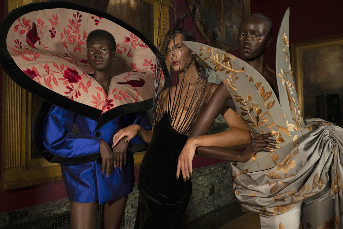 Harris Reed's collection, titled "Shadow Puppets," was inspired by the 19th century art form.