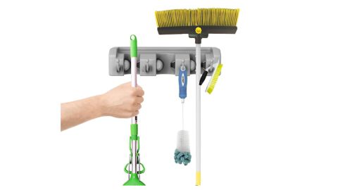 Hastings Home Door/Wall Mount Plastic Mop and Broom Holder