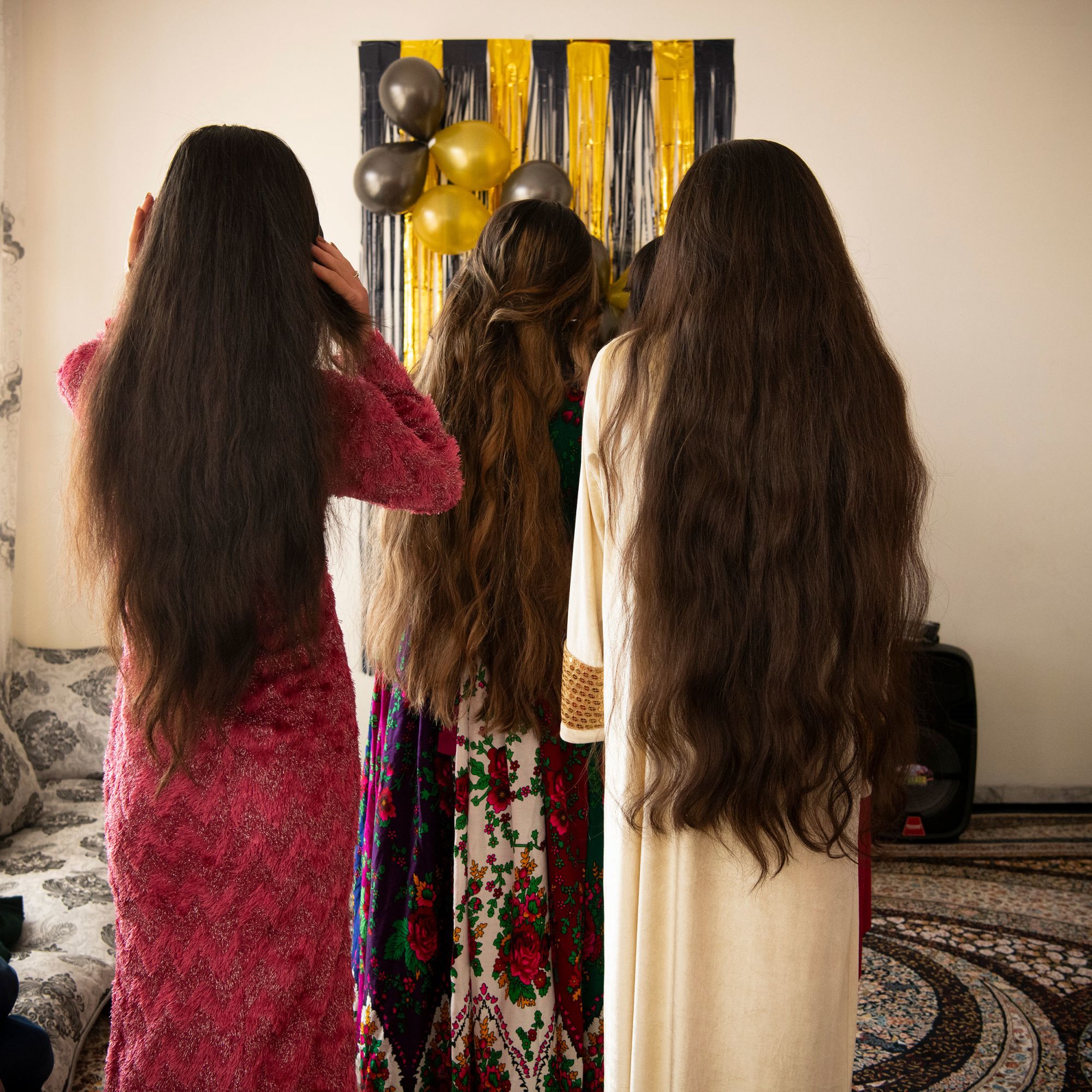 In March, the photojounalist Kiana Hayeri and researcher Mélissa Cornet attended this birthday party in Kabul. For their series “No Woman’s Land,” they photographed women around Afghanistan as the Taliban has increasingly erased them from public life. © Kiana Hayeri for Fondation Carmignac