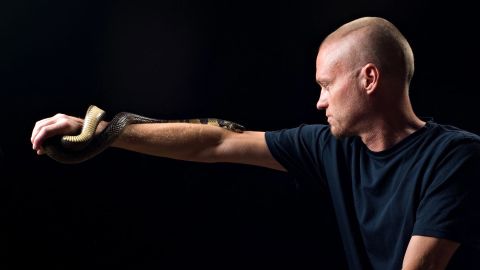 Tim Friede with a water cobra.
