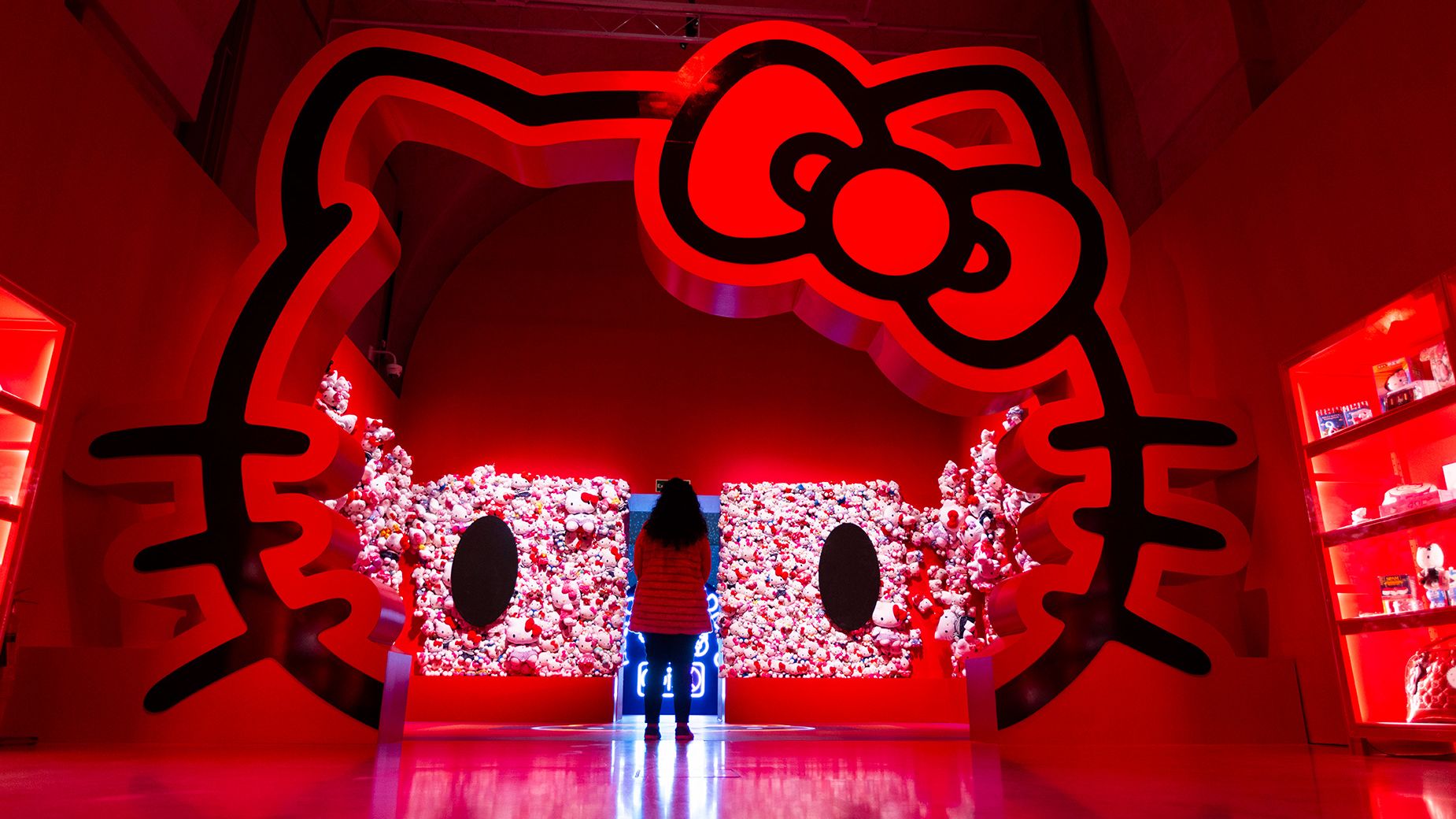 A Hello Kitty installation at Somerset House, London. The exhibition features artworks and cultural phenomena such as music, fashion, toys, video games and social media, to examine the world’s fascination with cute culture.