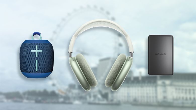 Several tech products in front of the London Eye