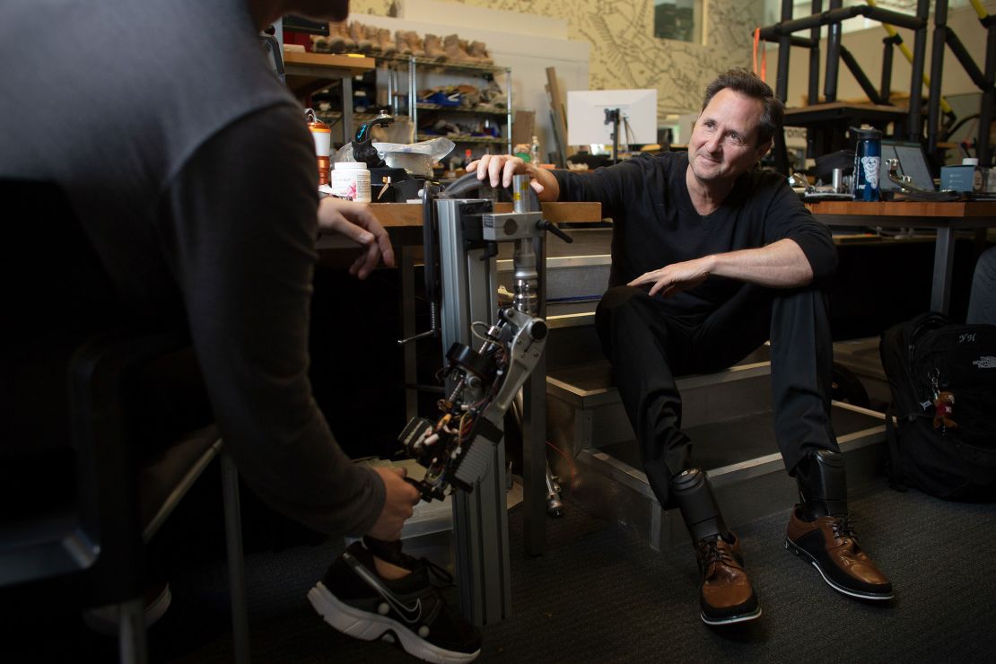 Dr.  Hugh Herr in the lab.  Herr had both legs amputated below the knee after a climbing accident in 1982.