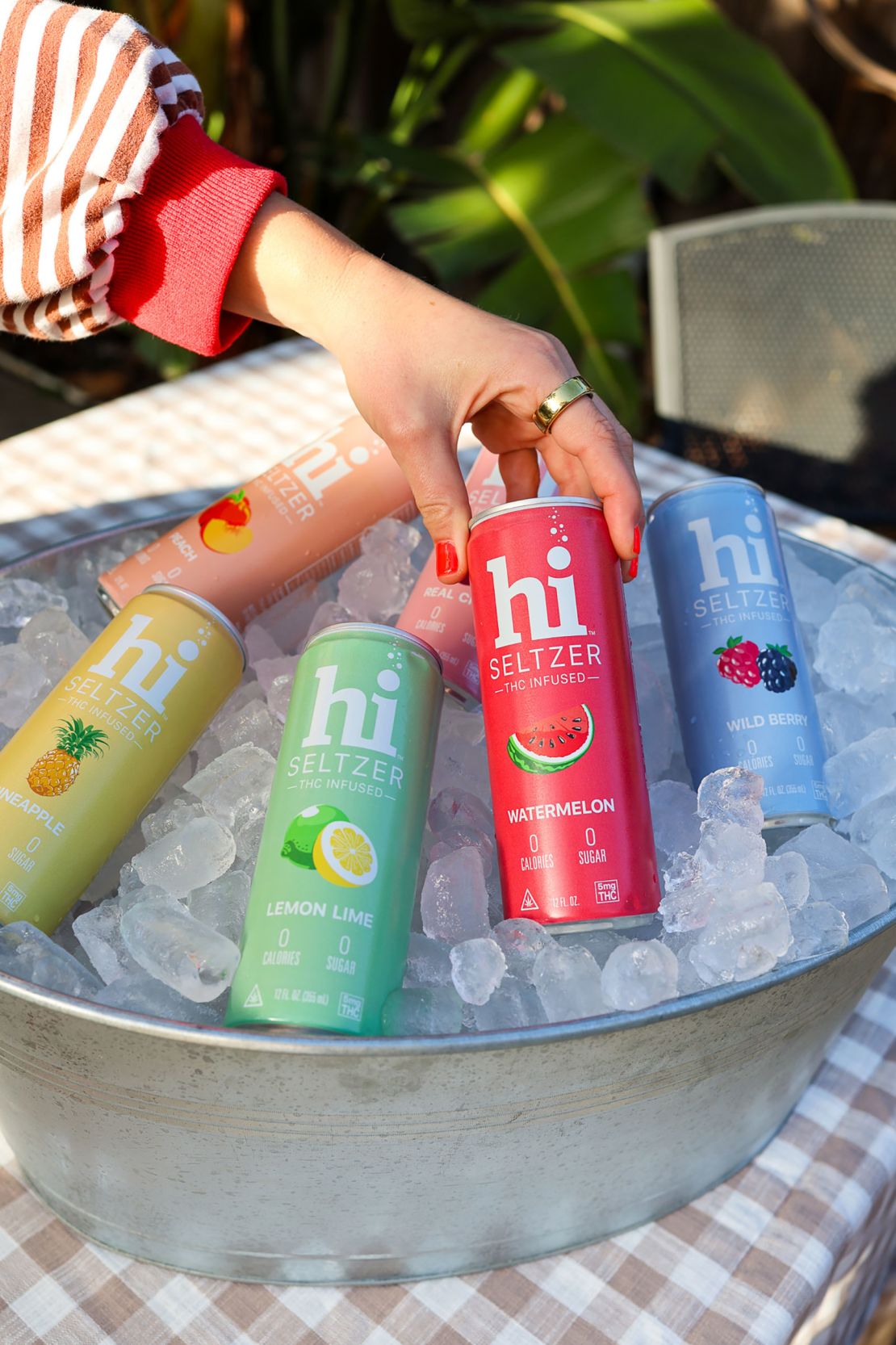 hi Seltzer comes in fruit flavors and five milligrams of THC.