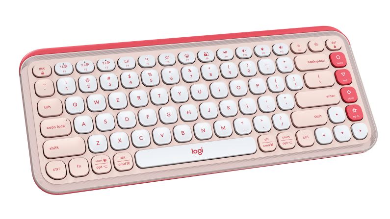 Rose-colored Logitech Pop Icon Keys keyboard