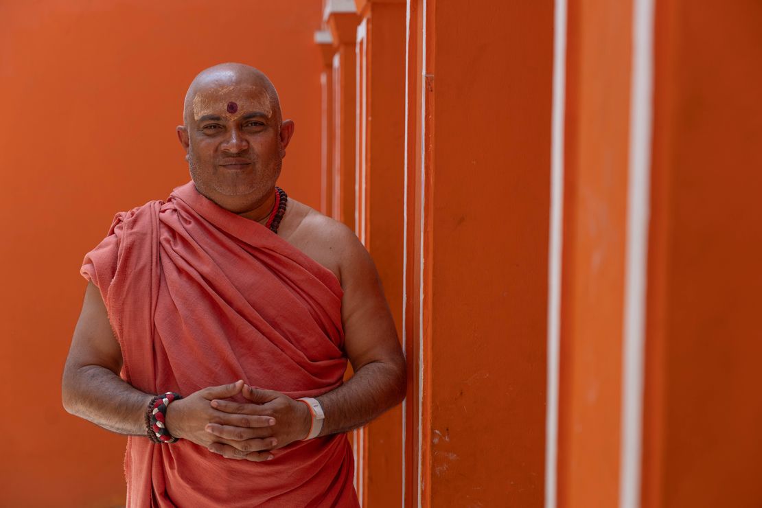 Hindu priest Swami Jitendranand Saraswati at his temple in Varanasi.