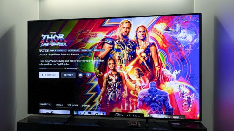 The Disney+ menu for Thor: Love and Thunder on the hisense 110ux championship edition TV 