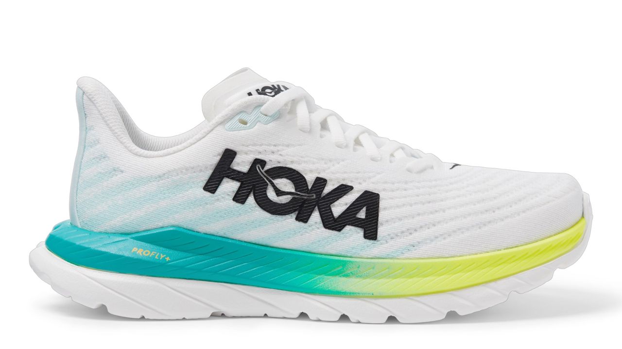 Women's Hoka Mach 5 in blue and white