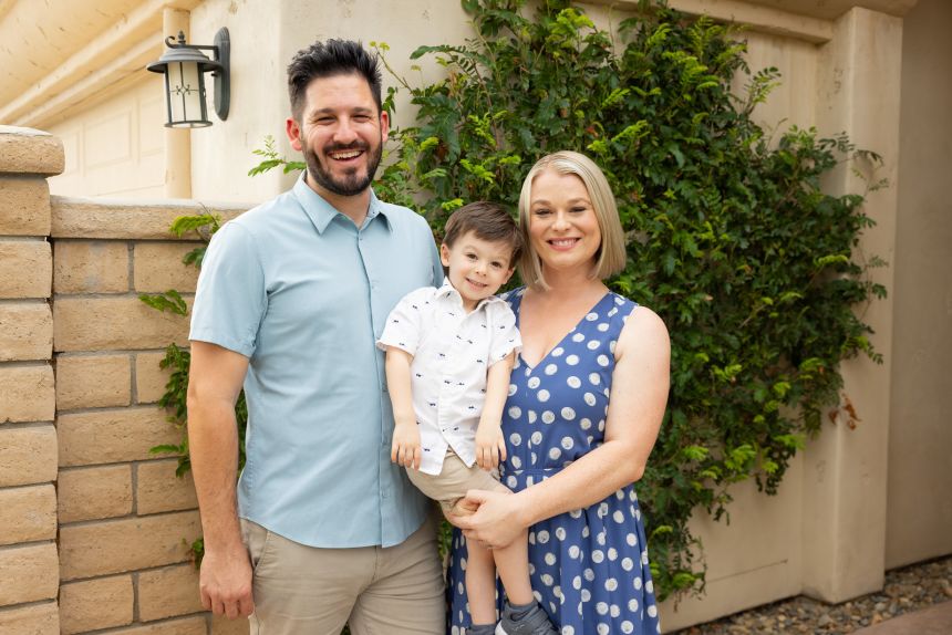 Christy Holstege with her husband, Adam, and their son, Aden.