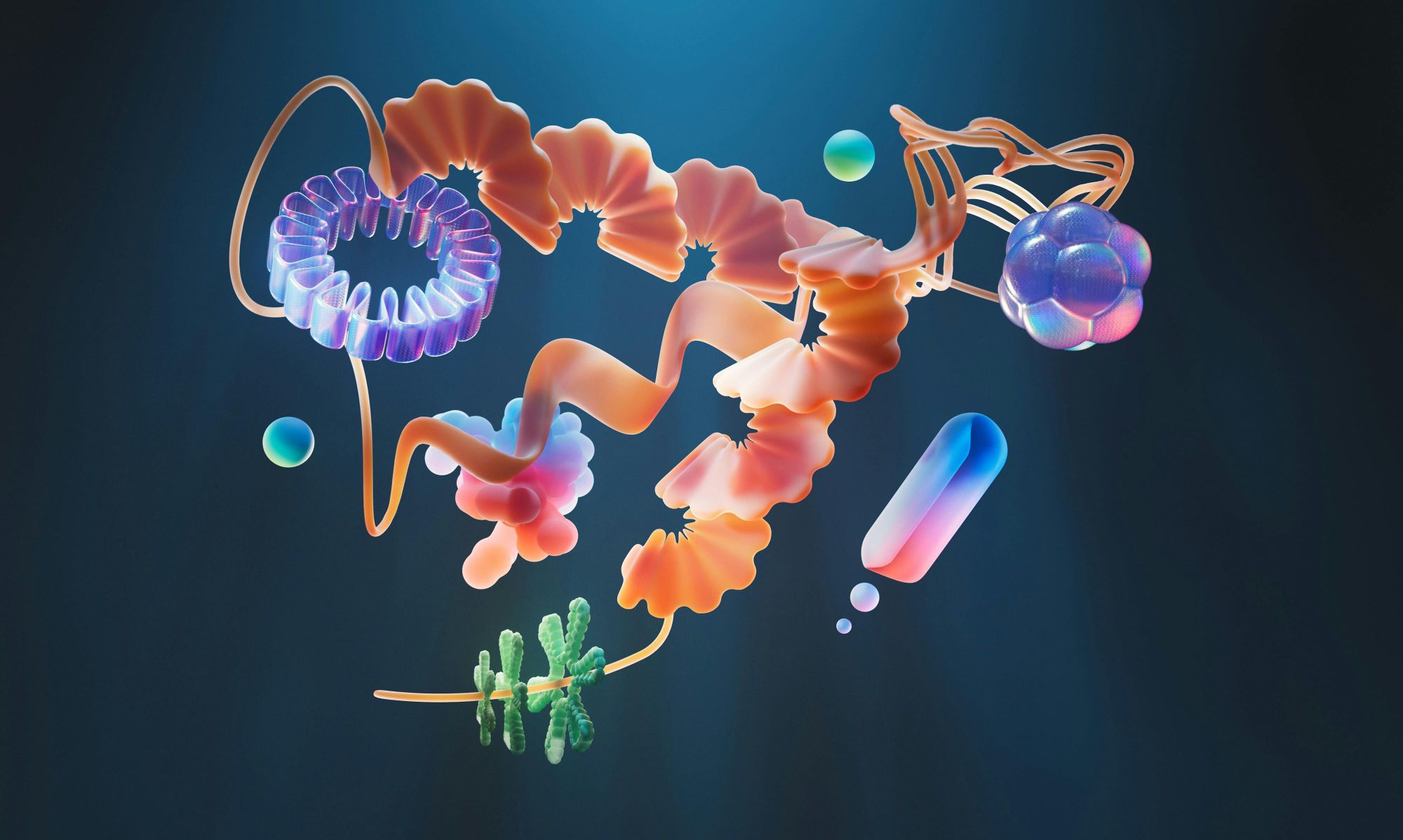 Google DeepMind, one of the foremost AI companies in the world, commissioned artists to create illustrations of artificial intelligence as part of a project called "Visualising AI." This rendering depicts AlphaFold, a Nobel-winning technology used for protein prediction.