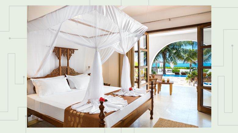 A photo of a hotel room in a resort