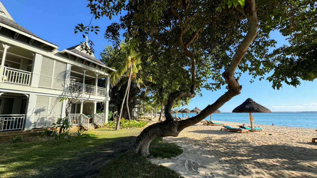 An aerial overhead view of the St. Regis Mauritius Resort