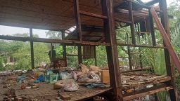 Hope Pann's home in Mandalay, now demolished, after it was damaged from the earthquake.