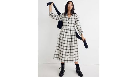 Madewell Flannel Button-Front Midi Dress