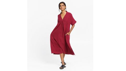 Madewell World of Crow Deep Wine Organic Cotton Long Dress