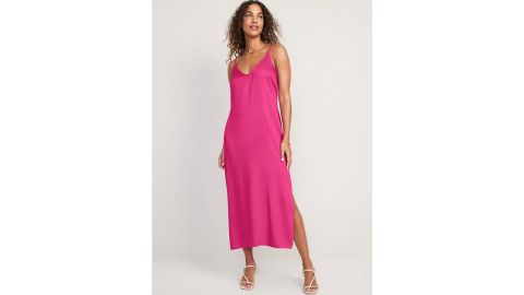 Ruched Old Navy Satin Midi Slip Dress