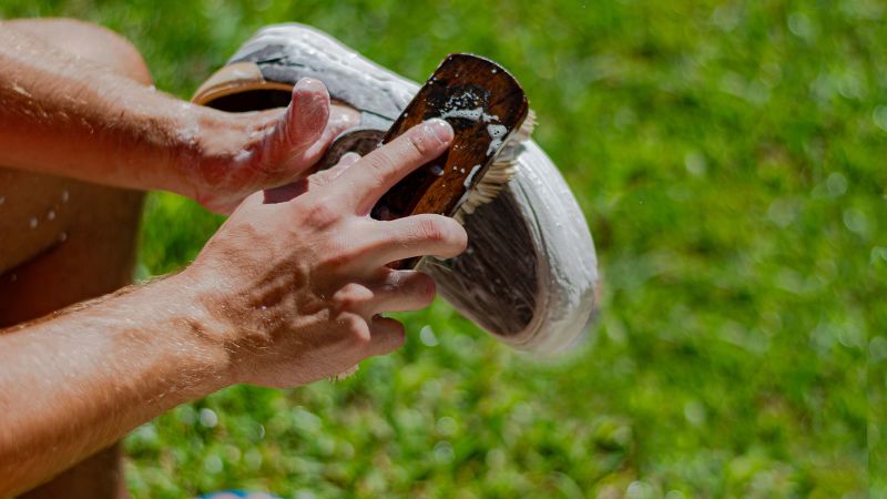 How to get shop mud off shoes